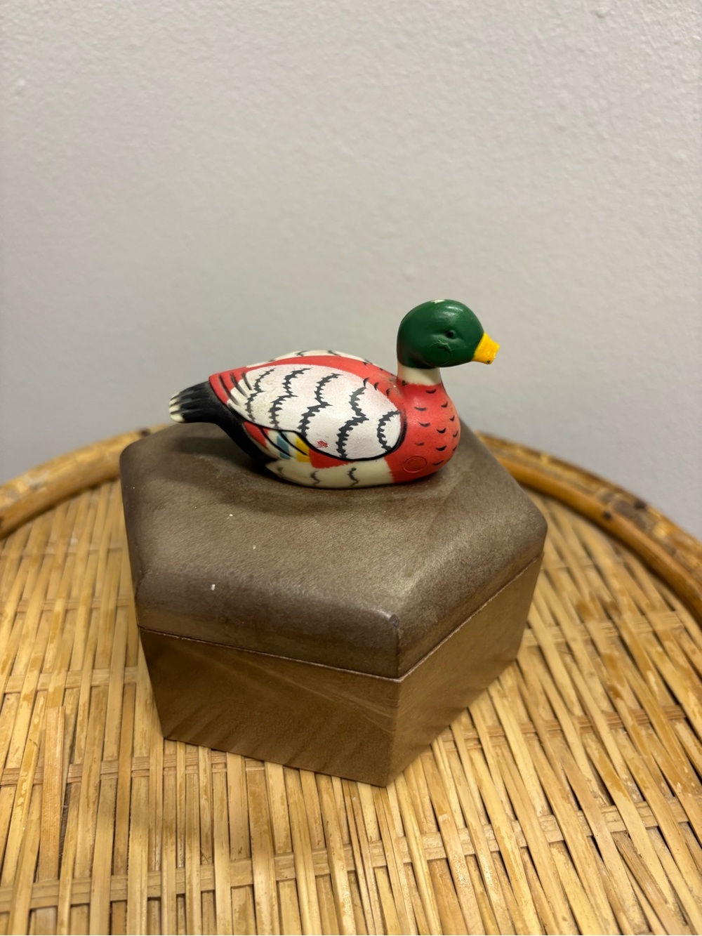 Decorative Duck Figurine box - Red, Green, White